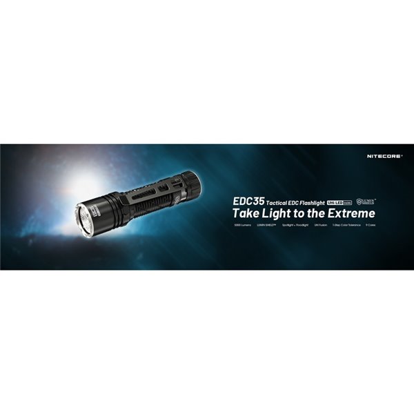 Linterna de mano EDC35 5000 lúmenes y 601 metros de alcance batería 1700 mAh incorporada IP54