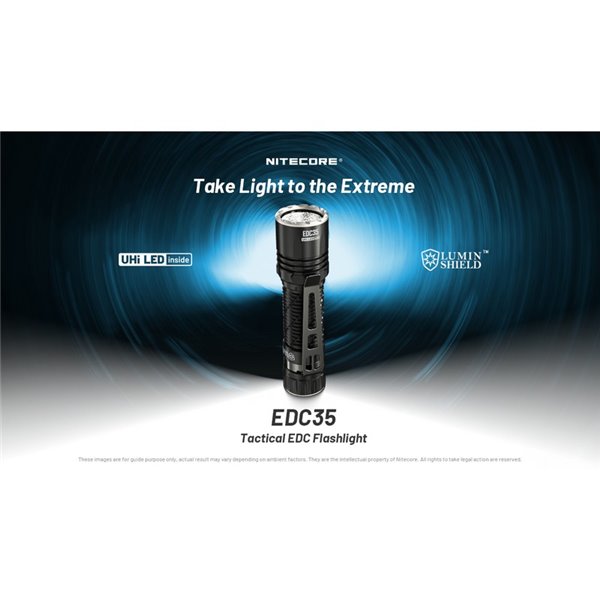 Linterna de mano EDC35 5000 lúmenes y 601 metros de alcance batería 1700 mAh incorporada IP54