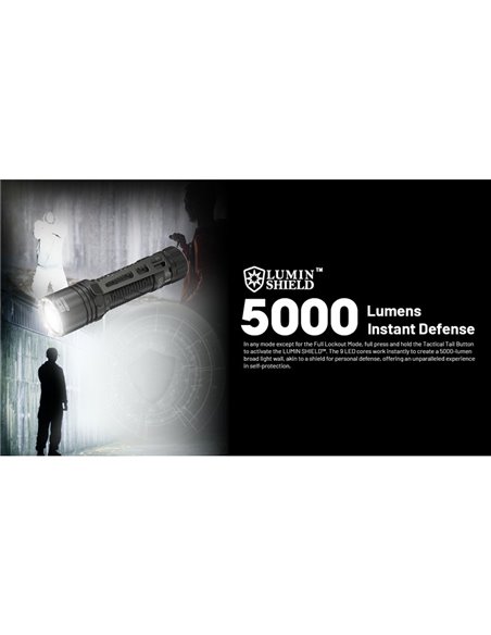Linterna de mano EDC35 5000 lúmenes y 601 metros de alcance batería 1700 mAh incorporada IP54