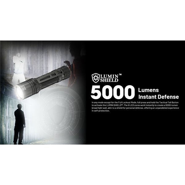 Linterna de mano EDC35 5000 lúmenes y 601 metros de alcance batería 1700 mAh incorporada IP54