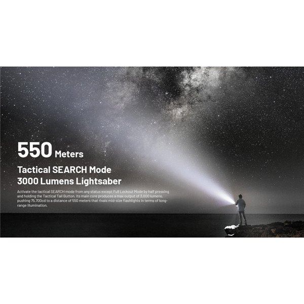 Lanterna portátil EDC35 5000 lúmens 601 metros de alcance Bateria integrada de 1700 mAh IP54