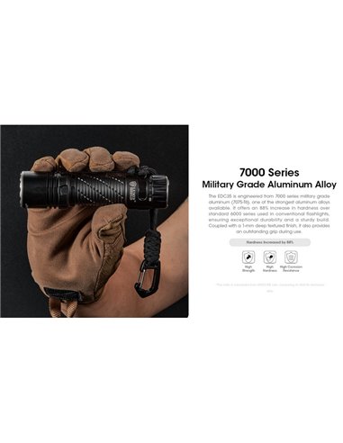 Linterna de mano EDC35 5000 lúmenes y 601 metros de alcance batería 1700 mAh incorporada IP54