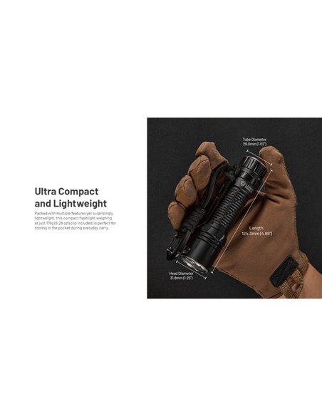 Lampe torche EDC35 5000 lumens, portée de 601 mètres, batterie intégrée de 1700 mAh, IP54