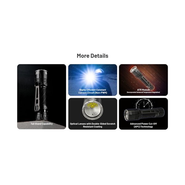 Linterna de mano EDC35 5000 lúmenes y 601 metros de alcance batería 1700 mAh incorporada IP54