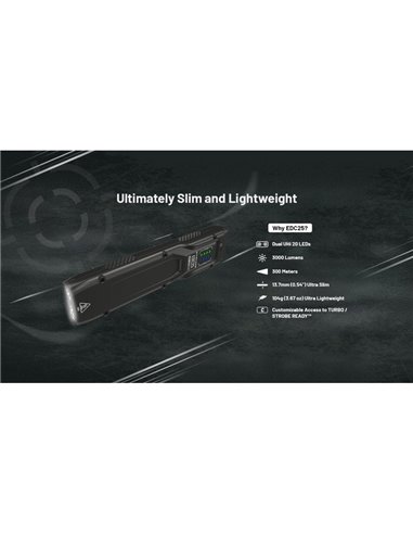 Lanterna de mão ultraleve EDC25, 3000 lúmens, alcance de 300 metros e bateria integrada de 1700 mAh, classificação IP68.