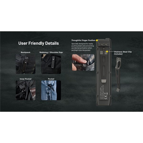 Lampe de poche ultralégère EDC25, 3000 lumens, portée de 300 mètres et batterie intégrée de 1700 mAh, classée IP68.