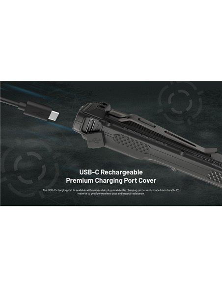 Lanterna de mão ultraleve EDC25, 3000 lúmens, alcance de 300 metros e bateria integrada de 1700 mAh, classificação IP68.