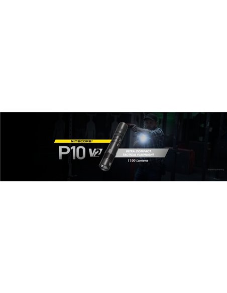 Linterna de mano P10 V2 Nitecore 1100 lúmenes ultra compacta 201 metros alcance, estroboscópica IP68