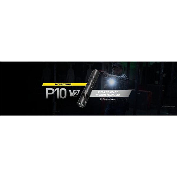 Linterna de mano P10 V2 Nitecore 1100 lúmenes ultra compacta 201 metros alcance, estroboscópica IP68