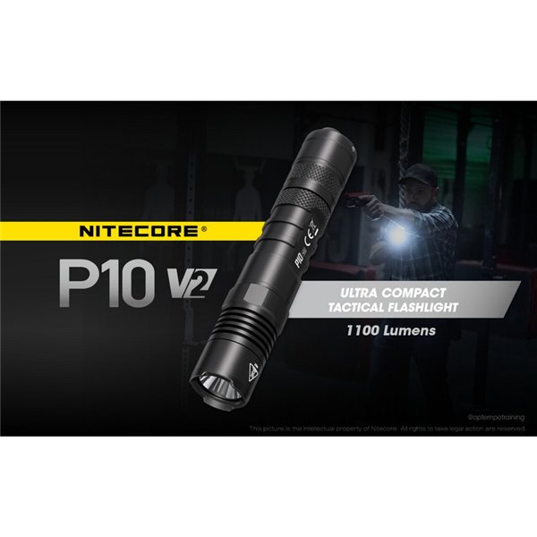 Linterna de mano P10 V2 Nitecore 1100 lúmenes ultra compacta 201 metros alcance, estroboscópica IP68