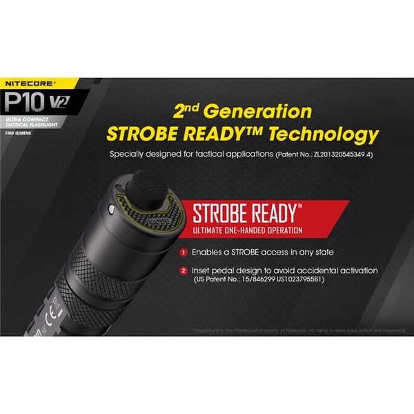 Linterna de mano P10 V2 Nitecore 1100 lúmenes ultra compacta 201 metros alcance, estroboscópica IP68