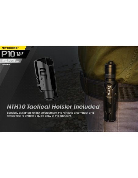 Lampe torche ultra compacte Nitecore P10 V2 1 100 lumens, portée de 201 mètres, stroboscope, IP68