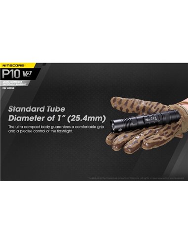 Lampe torche ultra compacte Nitecore P10 V2 1 100 lumens, portée de 201 mètres, stroboscope, IP68