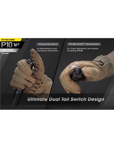 Lanterna portátil ultracompacta Nitecore P10 V2 de 1100 lúmens, alcance de 201 metros, estroboscópio, IP68