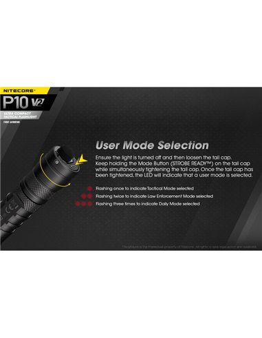 Linterna de mano P10 V2 Nitecore 1100 lúmenes ultra compacta 201 metros alcance, estroboscópica IP68