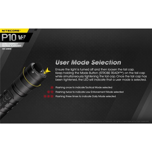 Linterna de mano P10 V2 Nitecore 1100 lúmenes ultra compacta 201 metros alcance, estroboscópica IP68