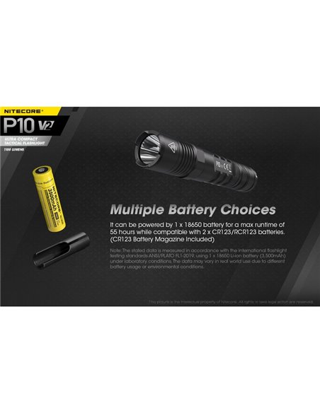 Linterna de mano P10 V2 Nitecore 1100 lúmenes ultra compacta 201 metros alcance, estroboscópica IP68