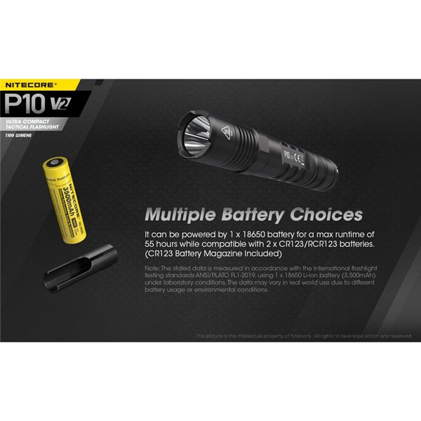 Linterna de mano P10 V2 Nitecore 1100 lúmenes ultra compacta 201 metros alcance, estroboscópica IP68