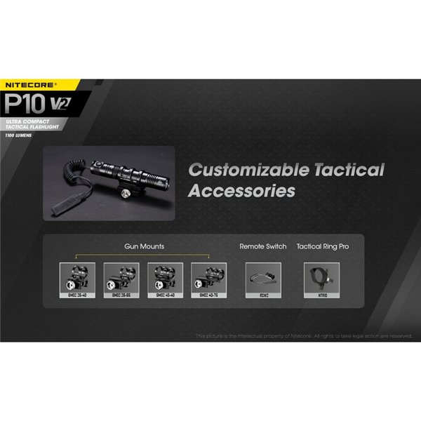 Linterna de mano P10 V2 Nitecore 1100 lúmenes ultra compacta 201 metros alcance, estroboscópica IP68