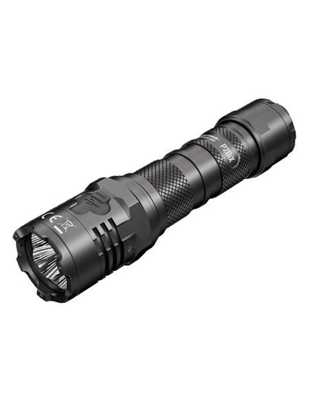 Linterna de mano LED P20iX muy potente 4000 lúmenes, efecto estroboscópico 221 metros alcance, recargable IP68
