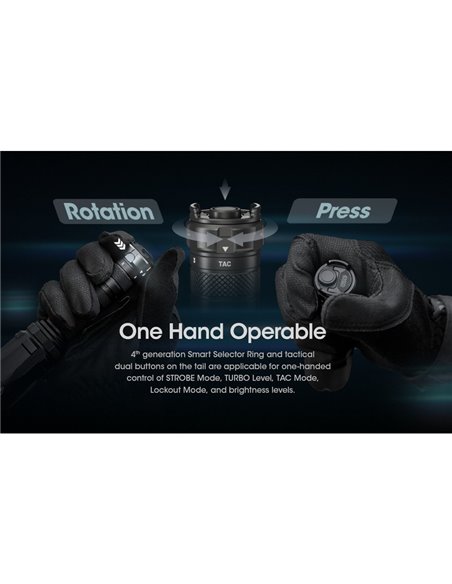 Lampe torche légère SRT6i avec effet stroboscopique, 2 100 lumens, portée de 510 mètres, anneau tactique inclus, IP68