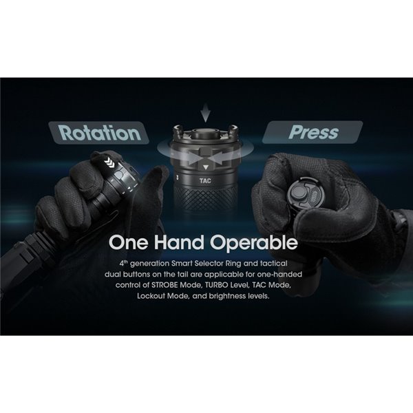 Lanterna portátil leve SRT6i com efeito estroboscópico, 2100 lúmens, alcance de 510 metros, inclui anel tático, IP68