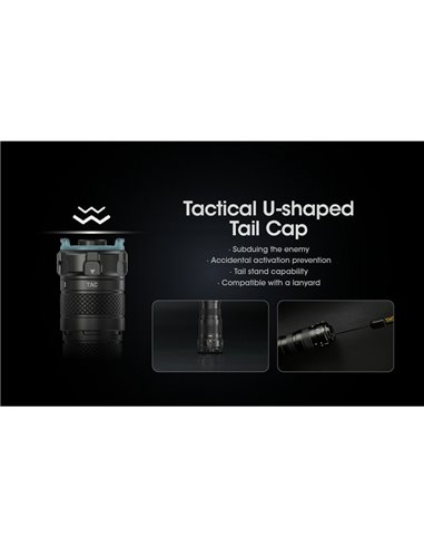 Lampe torche légère SRT6i avec effet stroboscopique, 2 100 lumens, portée de 510 mètres, anneau tactique inclus, IP68