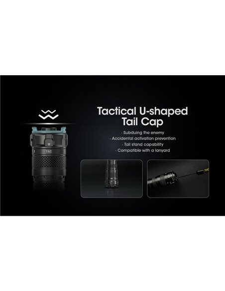 Lampe torche légère SRT6i avec effet stroboscopique, 2 100 lumens, portée de 510 mètres, anneau tactique inclus, IP68