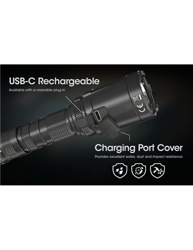 Linterna de mano ligera SRT6i efecto estroboscópico 2100 lúmenes y 510 metros alcance, incluye anillo táctico IP68