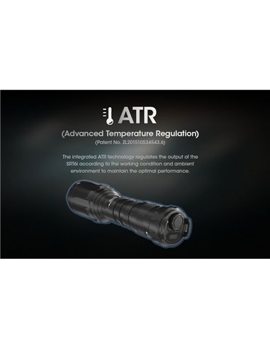 Linterna de mano ligera SRT6i efecto estroboscópico 2100 lúmenes y 510 metros alcance, incluye anillo táctico IP68