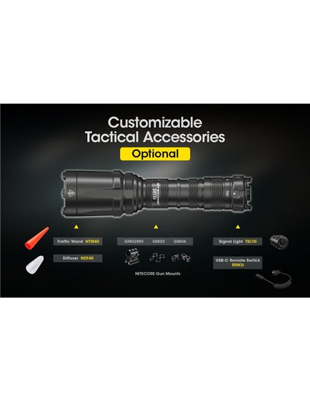 Linterna de mano ligera SRT6i efecto estroboscópico 2100 lúmenes y 510 metros alcance, incluye anillo táctico IP68