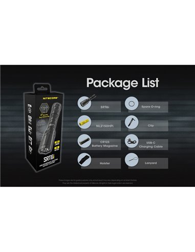 Linterna de mano ligera SRT6i efecto estroboscópico 2100 lúmenes y 510 metros alcance, incluye anillo táctico IP68