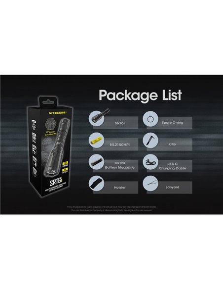 Lampe torche légère SRT6i avec effet stroboscopique, 2 100 lumens, portée de 510 mètres, anneau tactique inclus, IP68