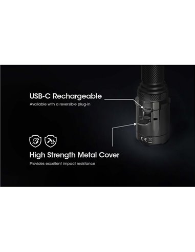 Linterna SRT7i de mano 3000 lúmenes y 580 metros alcance,  USB-C Batería Li-ion NL2150HPi de 5.000 mAh IP68