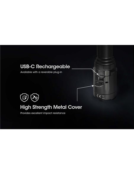 Linterna SRT7i de mano 3000 lúmenes y 580 metros alcance,  USB-C Batería Li-ion NL2150HPi de 5.000 mAh IP68