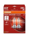 Bombilla H7 OSRAM NIGHT BREAKER SILVER | +100% Luz y Mayor Duración Pack 2Uds. 64210NBS-2HB | LeonLeds