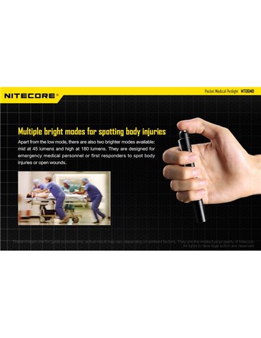 MT06MD Lanterna leve e compacta para uso clínico e de primeiros socorros, antirreflexo 180Lm Alto CRI