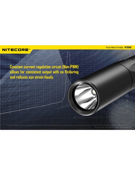 MT06MD Lanterna leve e compacta para uso clínico e de primeiros socorros, antirreflexo 180Lm Alto CRI