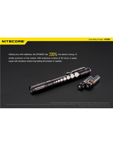 Linterna ligera y compacta MT06MD para uso clínico y primeros auxilios, anti deslumbramiento 180Lm Alto CRI