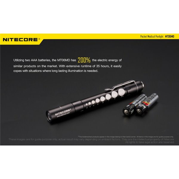 Linterna ligera y compacta MT06MD para uso clínico y primeros auxilios, anti deslumbramiento 180Lm Alto CRI