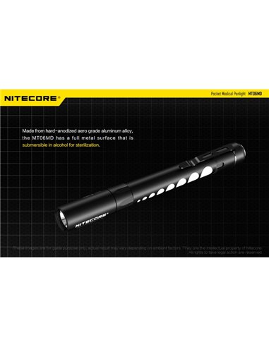 MT06MD Lanterna leve e compacta para uso clínico e de primeiros socorros, antirreflexo 180Lm Alto CRI