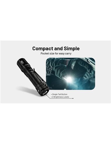 Linterna LED de mano compacta MT2C PRO 1800Lm y 520m alcance, batería recargable NL18650 3,600mAh IP68