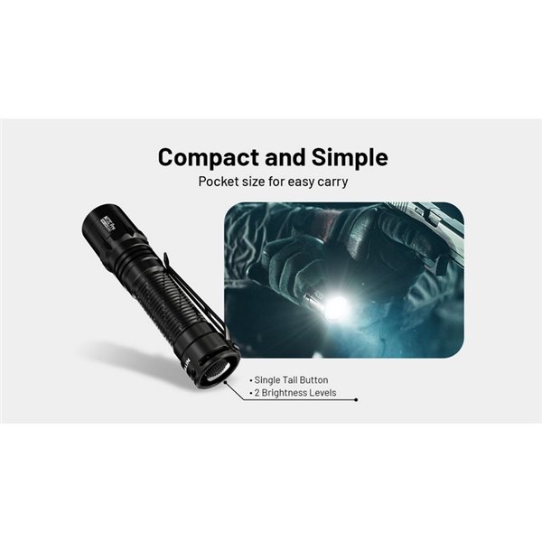 Linterna LED de mano compacta MT2C PRO 1800Lm y 520m alcance, batería recargable NL18650 3,600mAh IP68