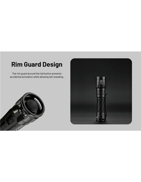 Lanterna LED compacta portátil MT2C PRO de 1800 lm com alcance de 520 m, bateria recarregável NL18650 de 3.600 mAh, IP68