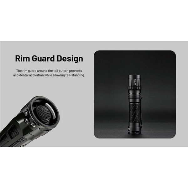 Lanterna LED compacta portátil MT2C PRO de 1800 lm com alcance de 520 m, bateria recarregável NL18650 de 3.600 mAh, IP68