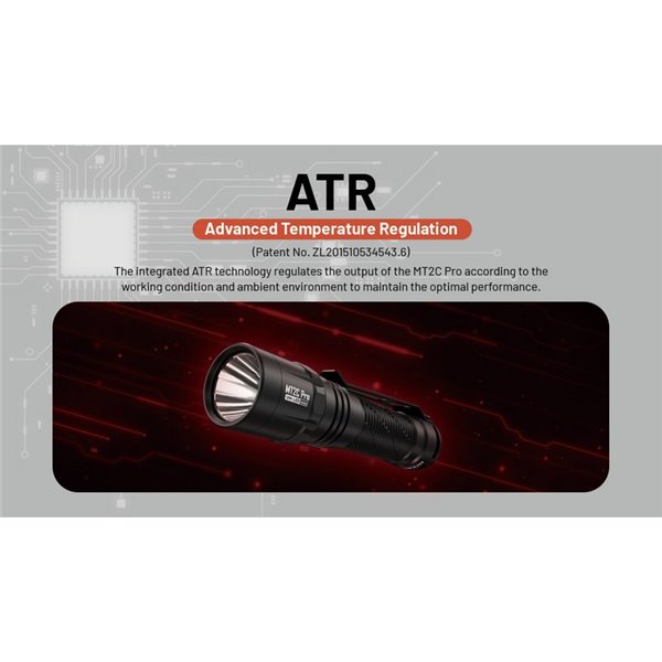 Linterna LED de mano compacta MT2C PRO 1800Lm y 520m alcance, batería recargable NL18650 3,600mAh IP68
