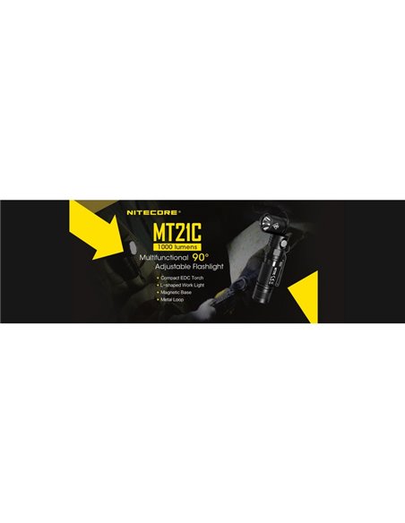 Linterna MT21C multifunción, cabezal orientable 90º, 1000 lúmenes y 184 metros alcance IPX8 sumergible