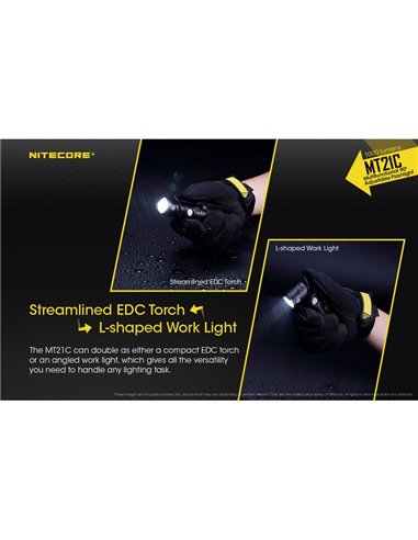 Lampe de poche multifonction MT21C, tête réglable à 90º, 1000 lumens et portée de 184 mètres IPX8 submersible