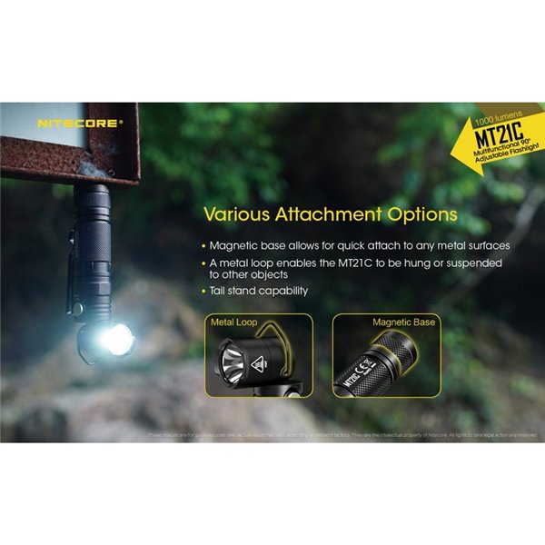 Linterna MT21C multifunción, cabezal orientable 90º, 1000 lúmenes y 184 metros alcance IPX8 sumergible