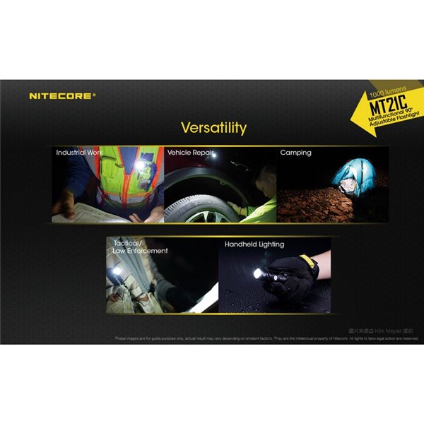 Lanterna multifuncional MT21C, cabeça ajustável em 90º, 1000 lúmens e alcance de 184 metros, submersível IPX8